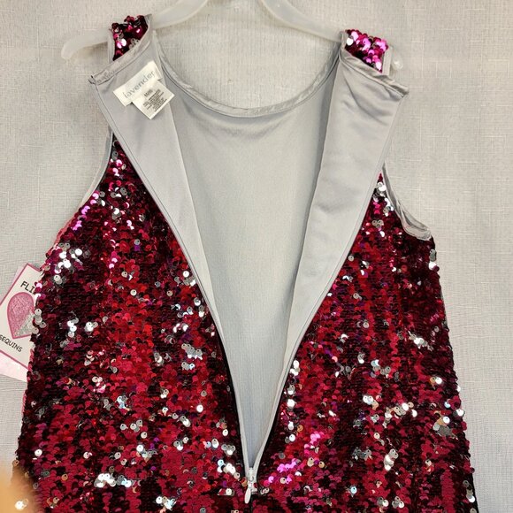 Lavender Girls Sequin Dress Flippable Sequins Silver/Hot Pink/Red Size 14/16 - Picture 11 of 11